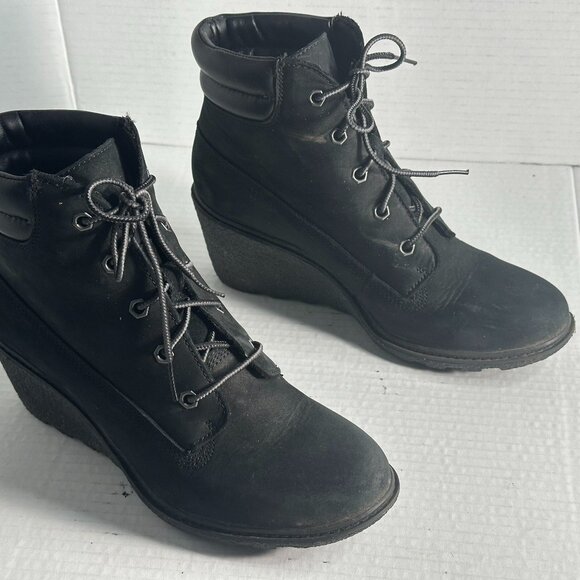 LADIES BLACK 7.5 TIMBERLAND BOOTS - Picture 2 of 15